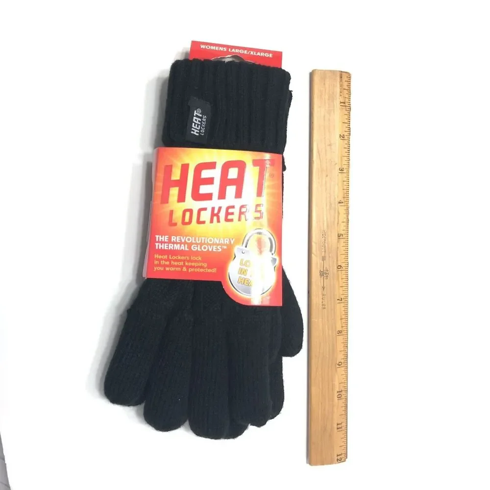Heat Lockers Women Large Extra Large Thermal Gloves Black Warm Protected NEW